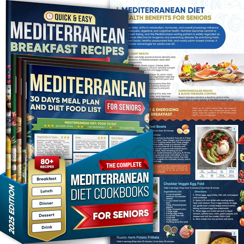 TUSGOR The Complete Mediterranean Diet for Seniors — 5 Mediterranean Diet Cookbook Set Full-Color Large Print with Versatile Recipes & 30-Day Meal Plan | Includes Breakfast, Lunch, Dinner, Drink & Desserts - Image 1